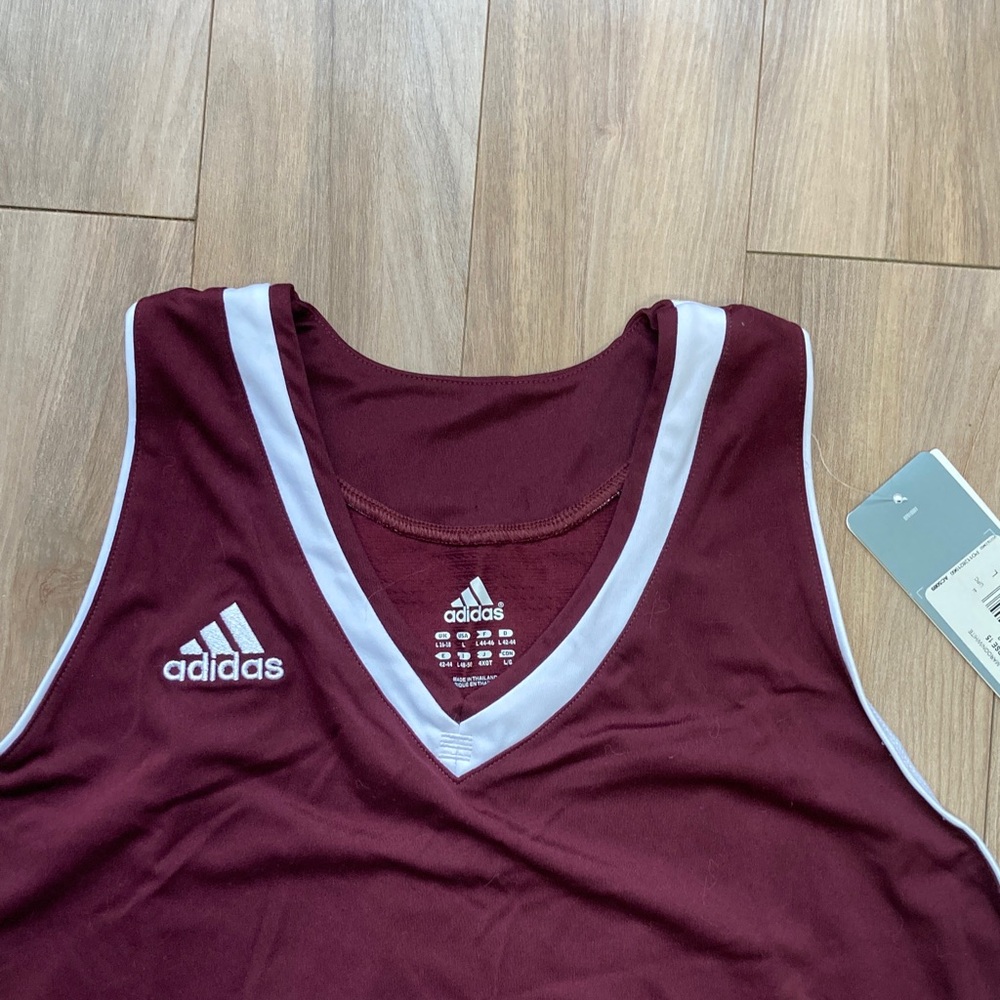 adidas performance tank team jersey top maroon white size L - Picture 7 of 17